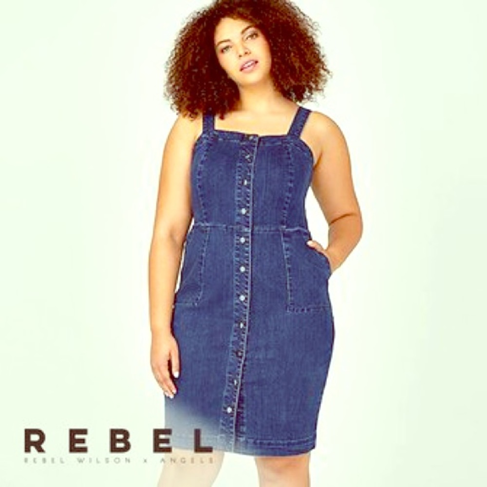 Rebel X Angels stretch denim jumper dress 18w